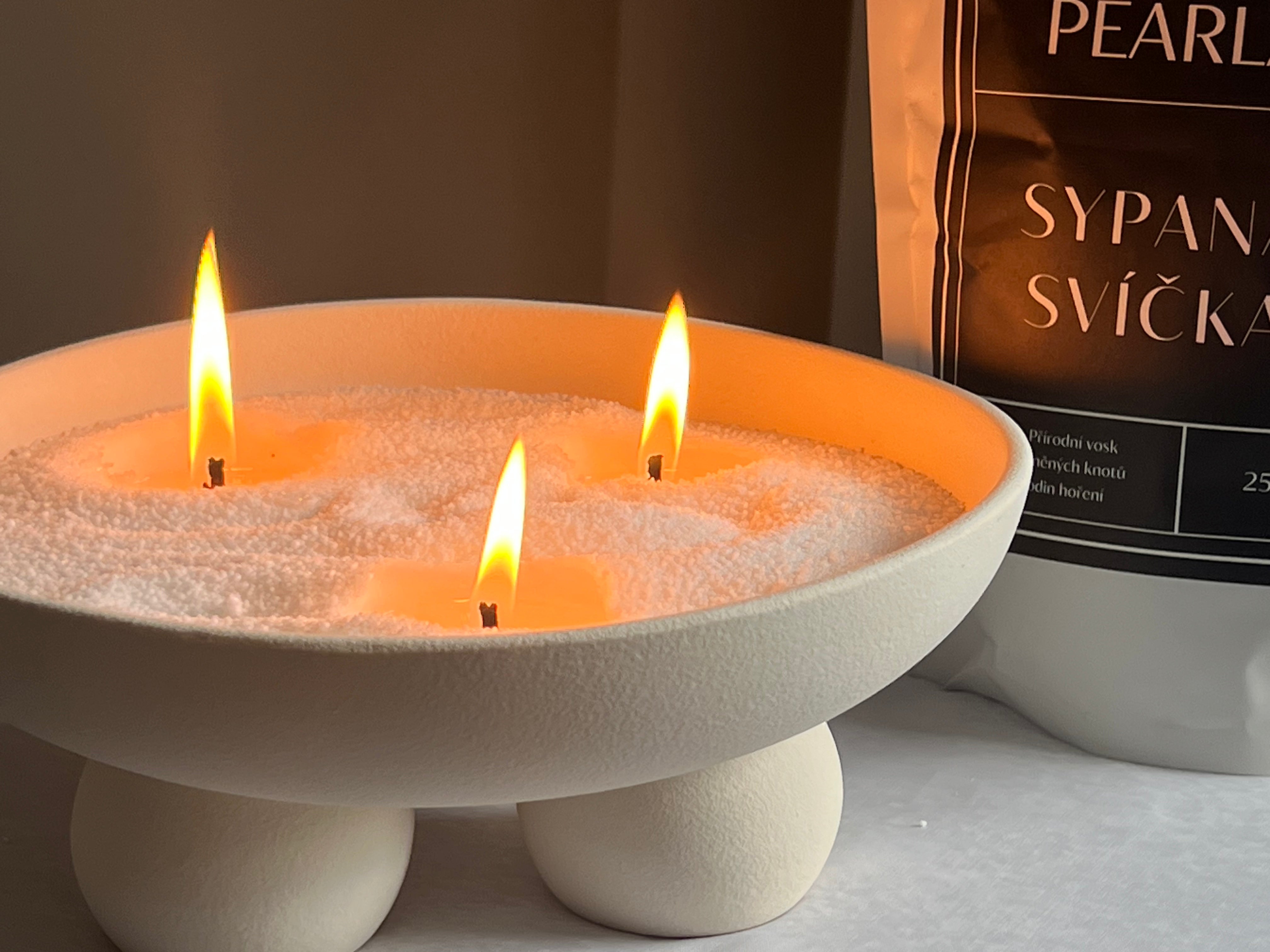 Sypaná svíčka 350g | 85h Pearlově Bílá