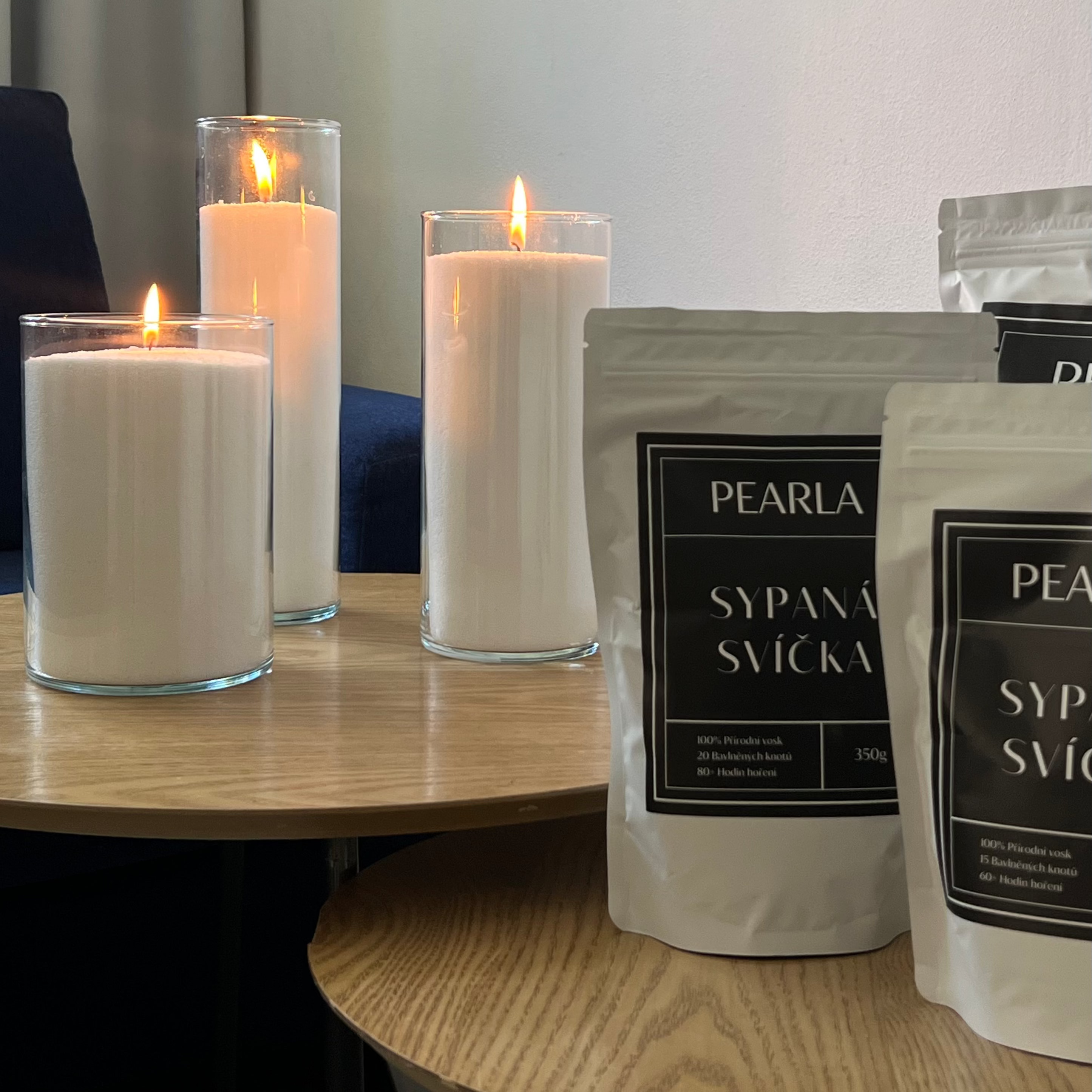 Sypaná svíčka 1000g | 300h Pearlově Bílá